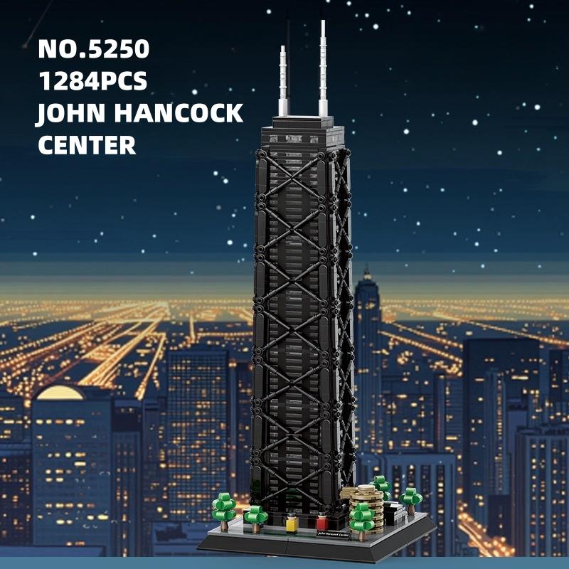 Wucifang Bags Unisex Chicago John Hancock Center Willis Tower Building Blocks 1284Pcs Architecture Model Toy Gift For Adults Kids