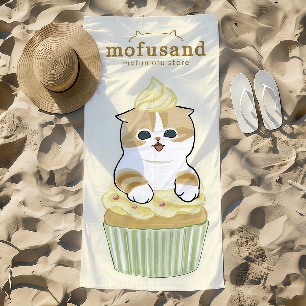 Kawaii Towel Beach Towel Cartoon Oversized Quick M-Mofusand Kitten Dry Towel Absorbent Cat Soft Swim BeachTowels for Men Women