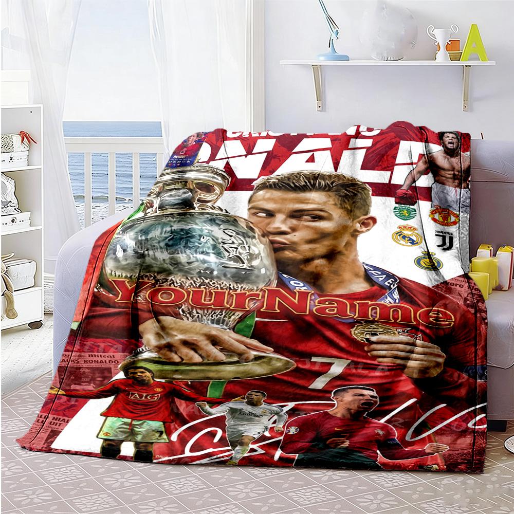 Cristiano Ronaldo 24 Customize Text Blanket Gift Customizable Blanket Warmthful Decor Perfect for Bed Office Home Decor Bedding