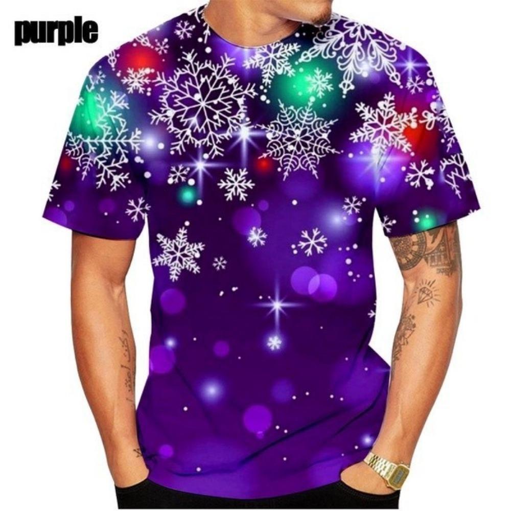New summer 3D Christmas printed men's T-shirt, casual plus size T-shirt
