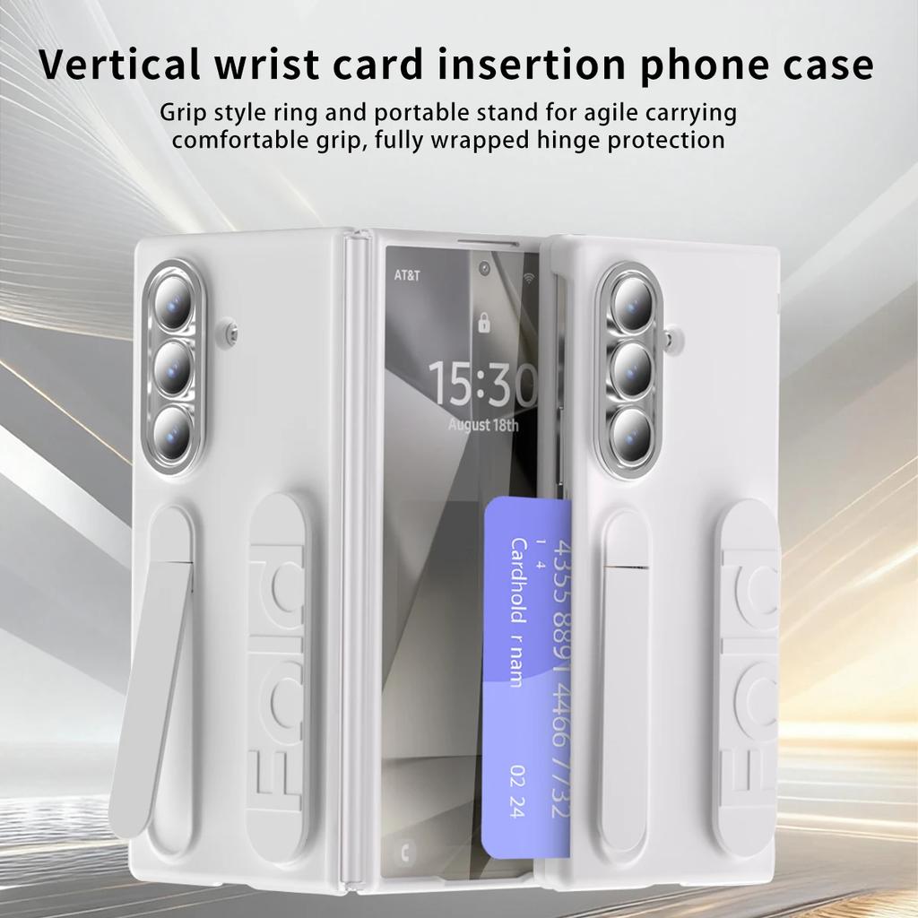 Vertical Wristband Card Slot Kickstand Case for Samsung Z Fold7 5G Invisible Bracket Wrist Stand for Galaxy Z Fold 7 6 5 4 Cover