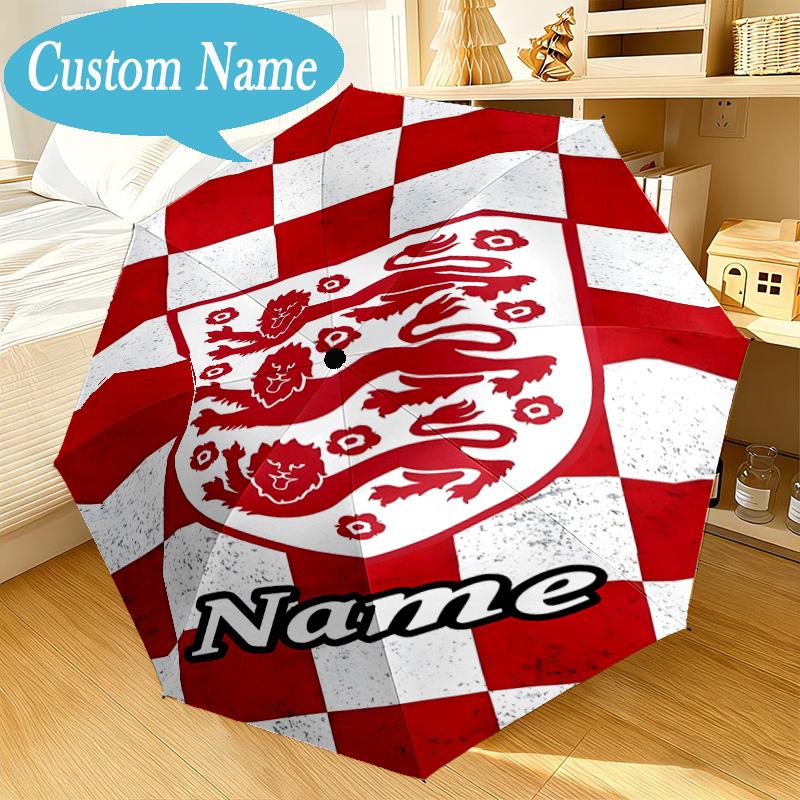 Custom Name Umbrella England Heritage Crest Umbrella 8-Frame for Travel, Camping, Casual Lightweight Portable, Essential for Family Gifts