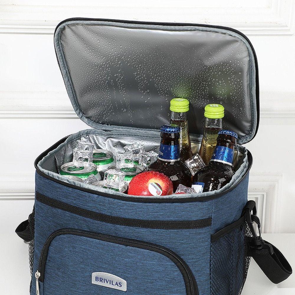 Large Capacity Shoulder Lunch Bag with Zip Picnic Bag Multi-Purpose Food Carrier Bag Outdoor