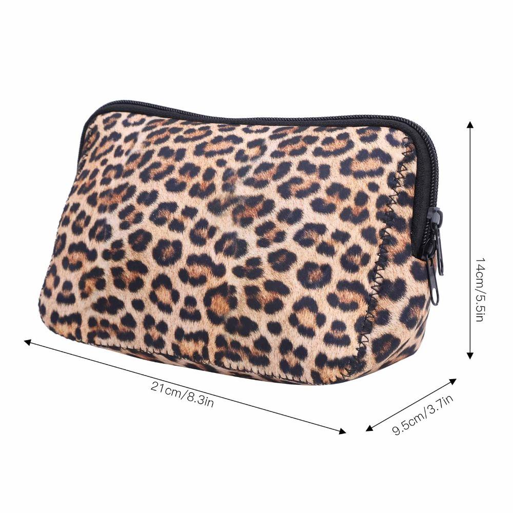 2 Pcs Neoprene Cosmetic Bag Portable Makeup Organizer Durable Makeup Case  Travel Use brown