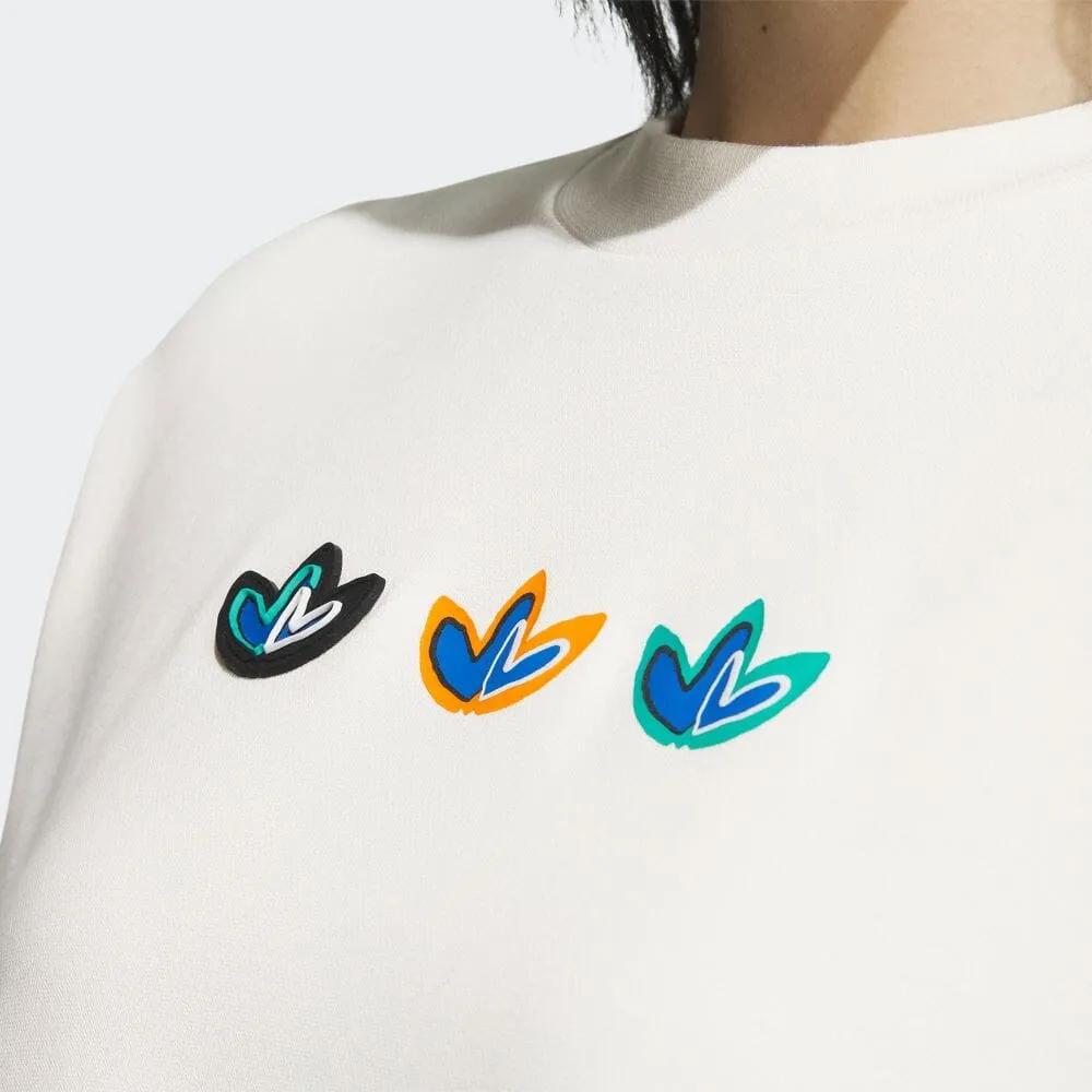 Adidas Originals Sweatshirts Women's White Crew Neck Moderate Regular (Unisex) Sweatshirts IK8662
