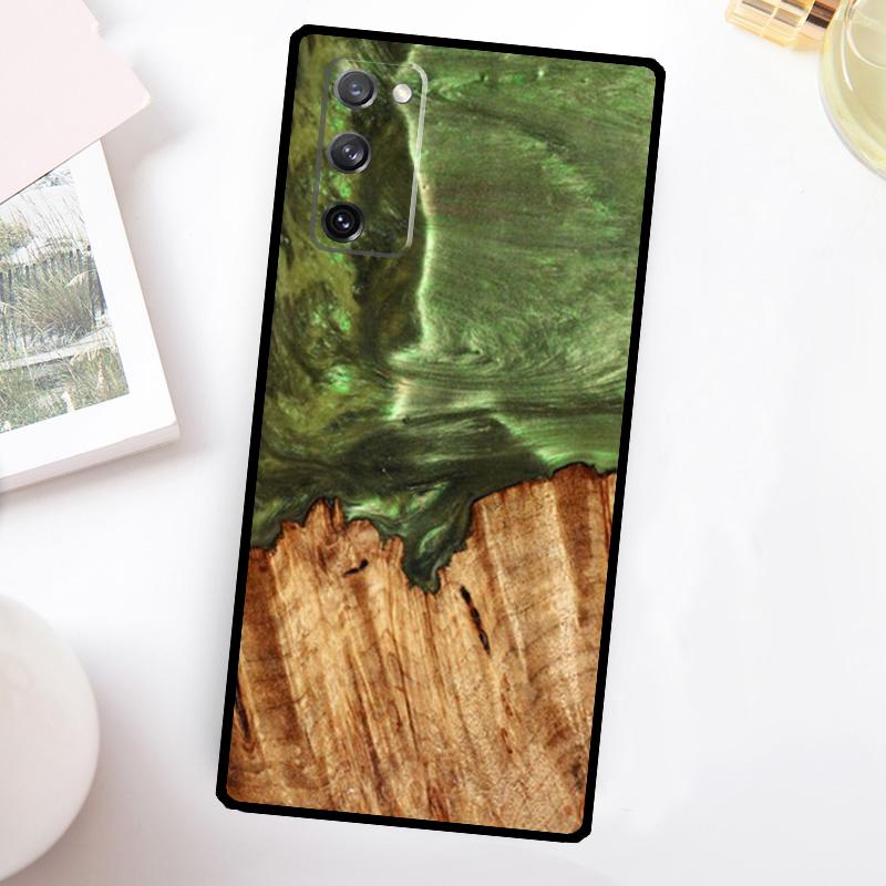 Hybrid Wood Resin Phone Case For Samsung Galaxy S23 S24 Ultra S22 S20 S21 FE Note 20 10 S8 S9 S10 Plus Cover
