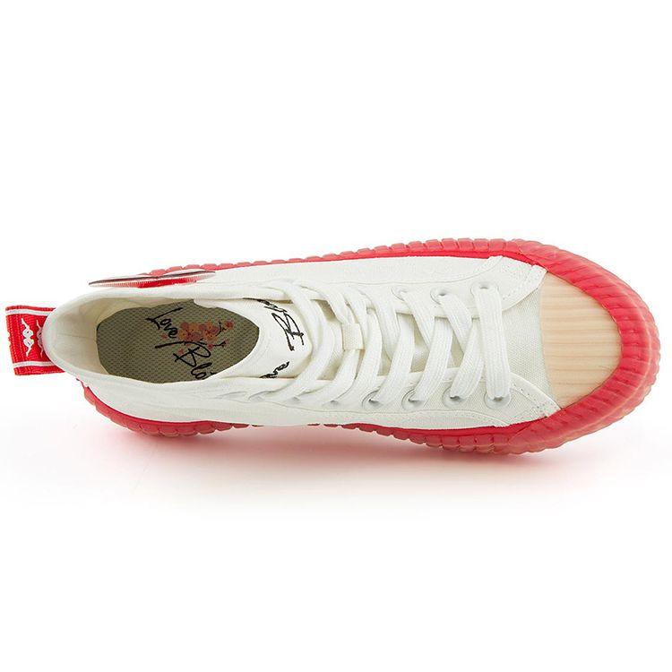 Kappa Comfortable Casual Versatile High-Top Canvas Shoes Women Sneakers Pink White KPDBEVS95-012A