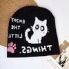 European & American Trend Jacquard Knit Hat - Cute Cat Cartoon Wool Beanie, Simple & Versatile Design