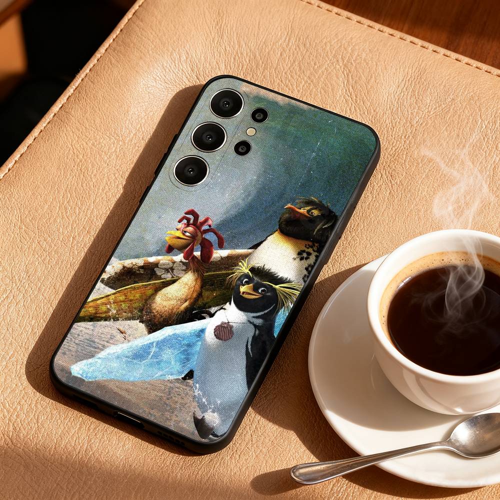 Смешной чехол для телефона C-Chicken J-Joe Surf для Samsung S26, S25, 24, 23, 22, 30, 21, 10, 9, Ultra, Plus, Lite, Черный мягкий чехол Samsung S24fe