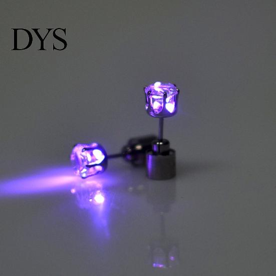 Women Stud Earring 1Pc Ear Flashing Eye-catching High Transparency Handmade Faux Crystal Decorate Portable LED Accessories