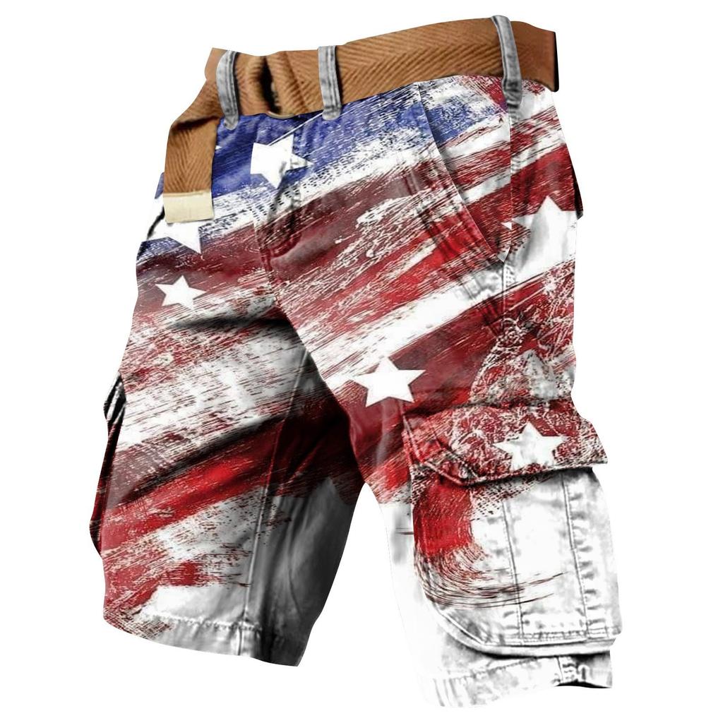 Męskie szorty robocze z nadrukiem na Dzień Niepodległości i wieloma kieszeniami