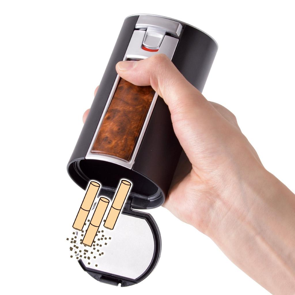 Seiwa Rakuste Solar Ash Car Ashtray, Drink Holder Style, Wood Grain, with LED, G103