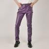 Pantaloni Lunghi Casual da Uomo Elasticizzati Slim Fit Sottili in Vera Pelle PU Monocolore
