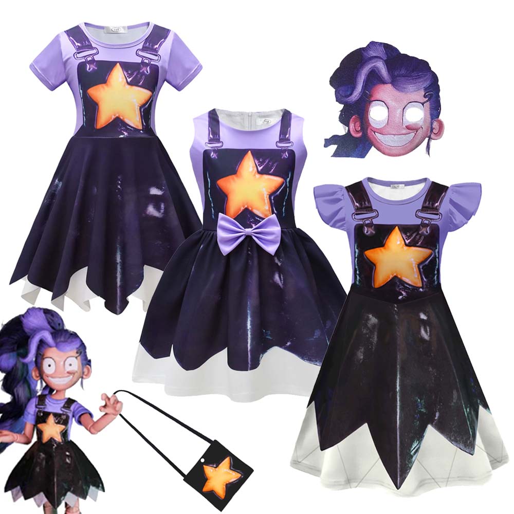 Lily Cosplay Dress Free Mask For Girls Kids Horror Game Halloween Costume Carnival Party Fancy Bow Dress Outfit With Bag