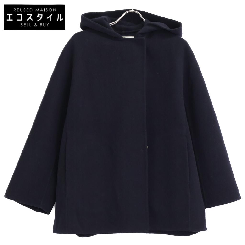 BALLSEY Navy Premium Wool River Hooded Short Coat Coat 34 NavyUsed