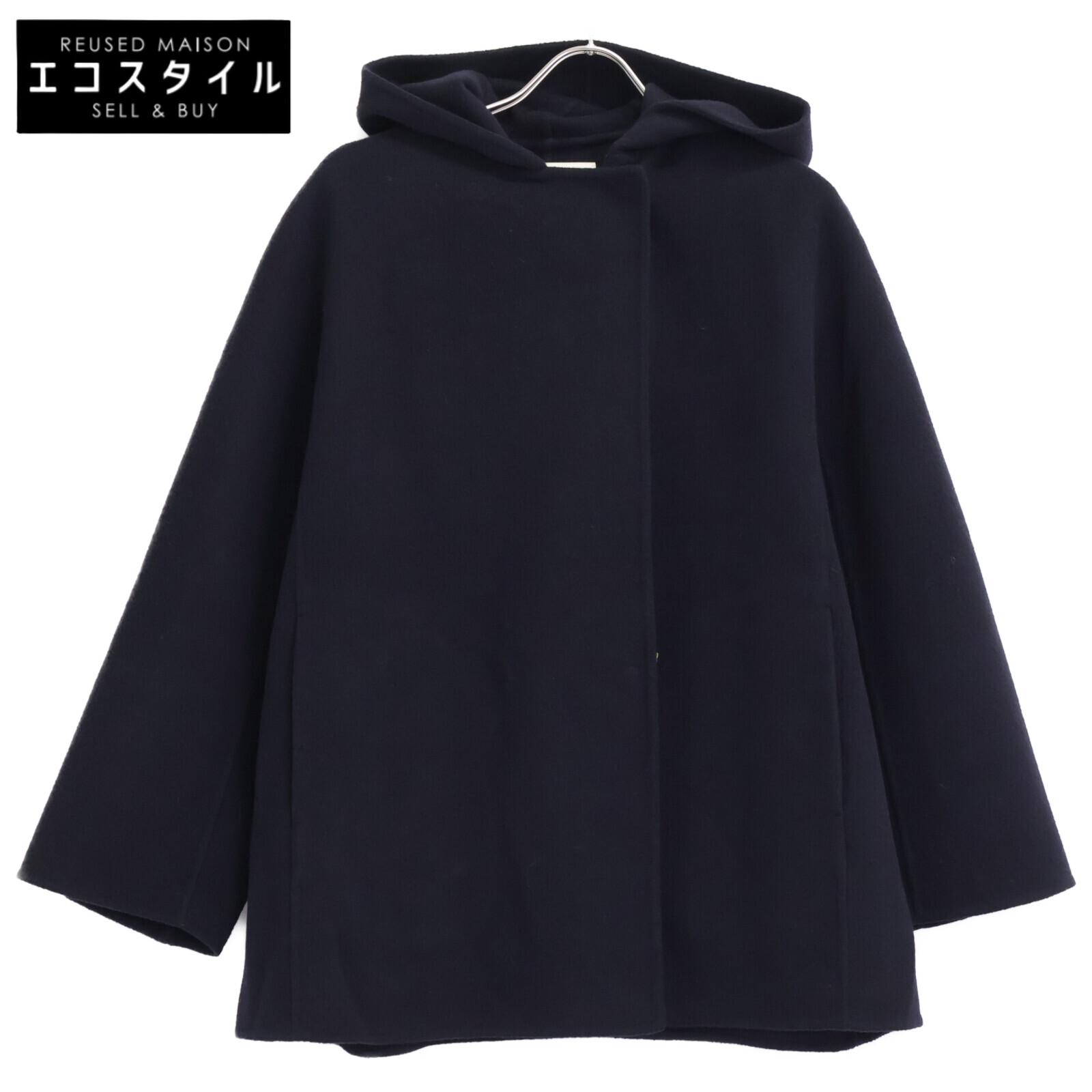 

BALLSEY Темно-синее пальто из премиальной шерсти River с капюшоном, короткое, 34, Темно-синий, Б/у