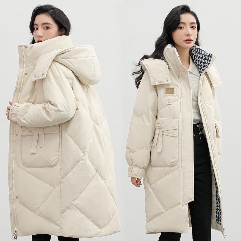 Graphene Maillard Women's Hooded Heated Mid-Length Winter Cotton Coat