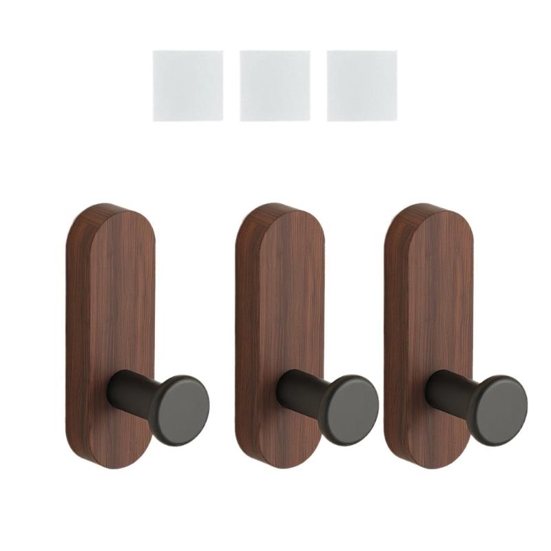 Sturdy Wood Adhesive Wall Hook Easy Mounting For Kitchen Bathroom Storage Organizers