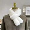 Women Winter Warm Thicken Cross Collar Scarf Solid Color Faux Rabbit Fur Cold Proof Scarves Fashion Soft Furry Neck Warmer