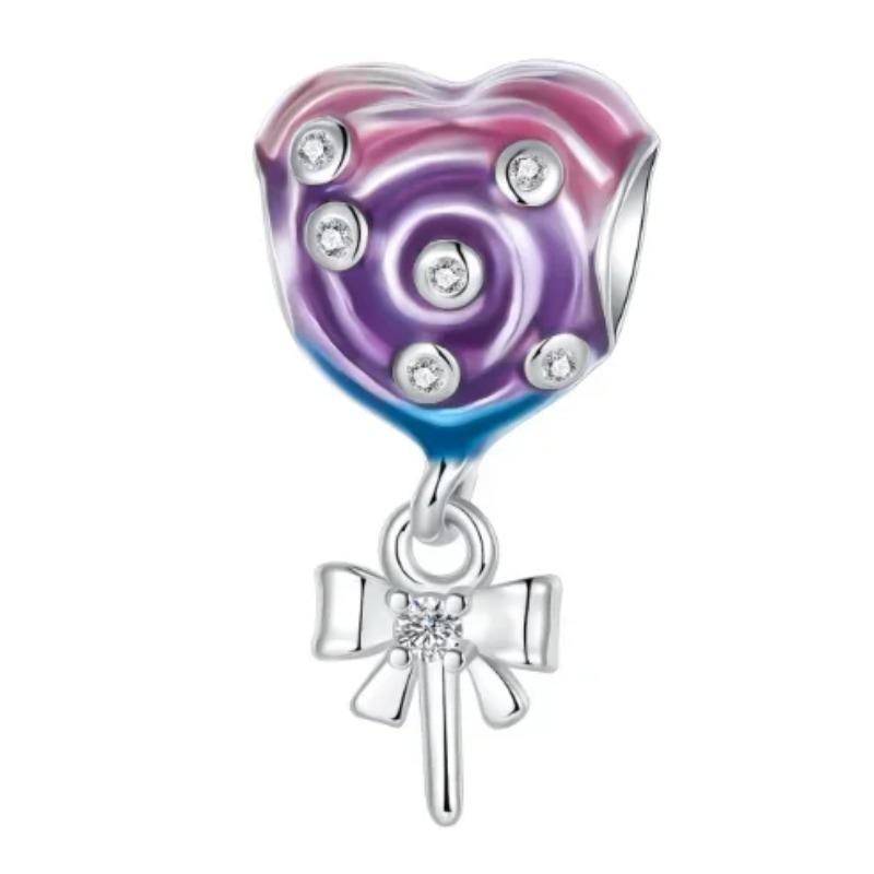 925 Silver Jellyfish Pendant Bead Sparkling Purple Charm for DIY Bracelet Jewelry Accessories Birthday Gift