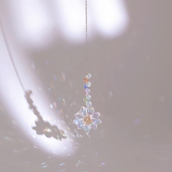 Yousheng Sunflower Sun Catcher Faux Crystal Hanging Decoration Rainbow Maker Prismatic Sunflower Suncatcher for Indoor Outdoor Window Decoration