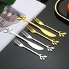 10/20pcs Stainless Steel Leaf Spoon Creative Leaf Coffee Spoon Dessert Spoon Bird's Nest Spoon Cake Fork Fruit Fork