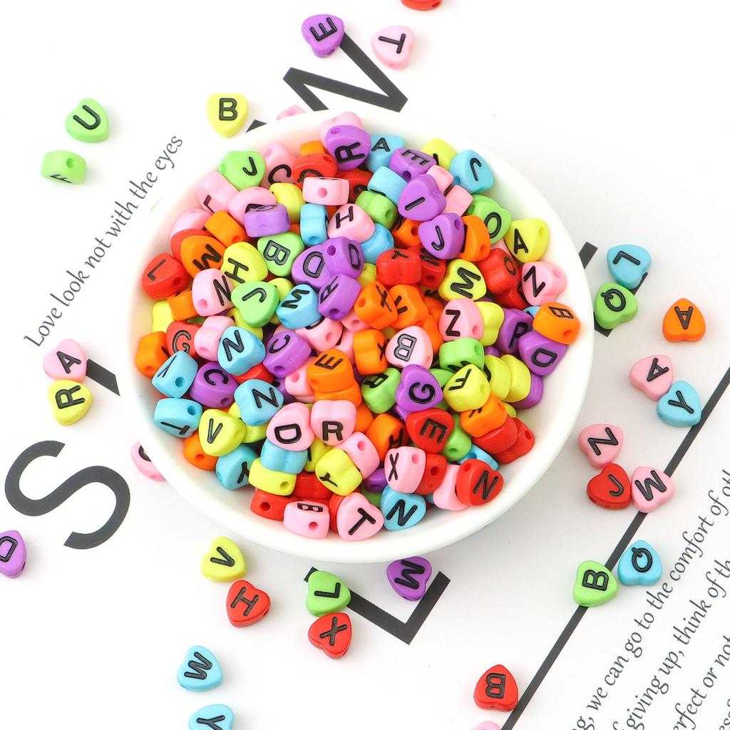 100pcs Round Square English Letter Beads DIY Bracelet Necklace Jewelry Accessory Acrylic Loose Bead String Black White Crafts