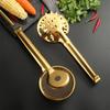 Pinça de servir de aço inoxidável dourado, filtro de óleo, colher, peneira de malha, escorredor para lanche, churrasco, bife, salada, grampo, utensílios de cozinha