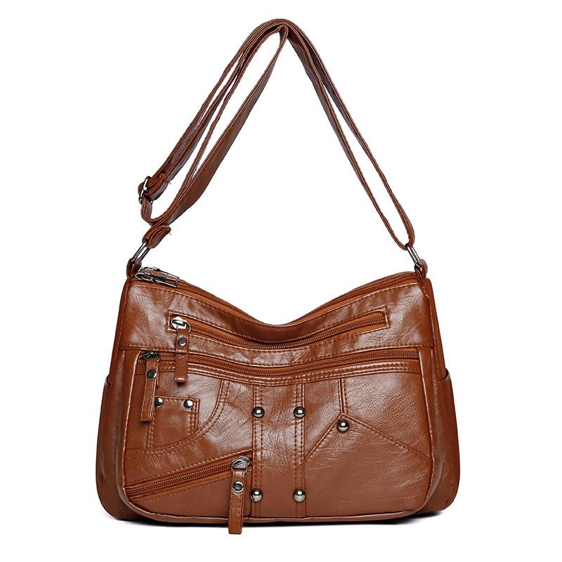 

Сумка для мамы, женская сумка среднего возраста из мягкой кожи, сумка через плечо, сумка через плечо коричневый