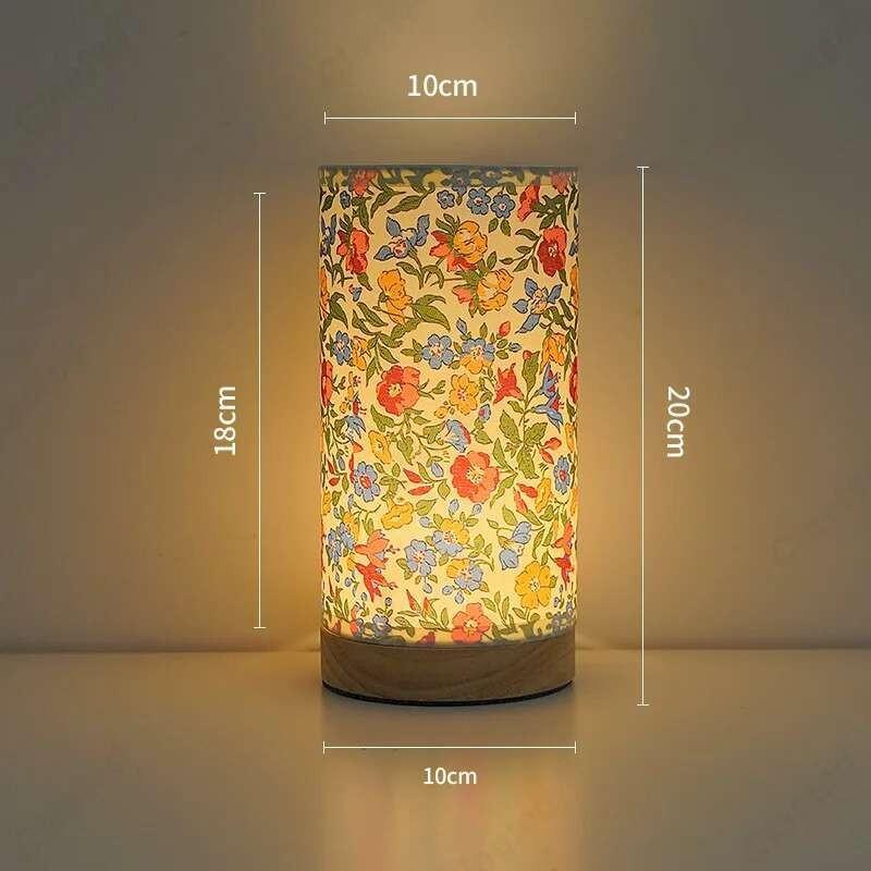 LED Fabric USB Desk Lamp Retro Butterfly Floral Bedside Night Light Bedroom Decor