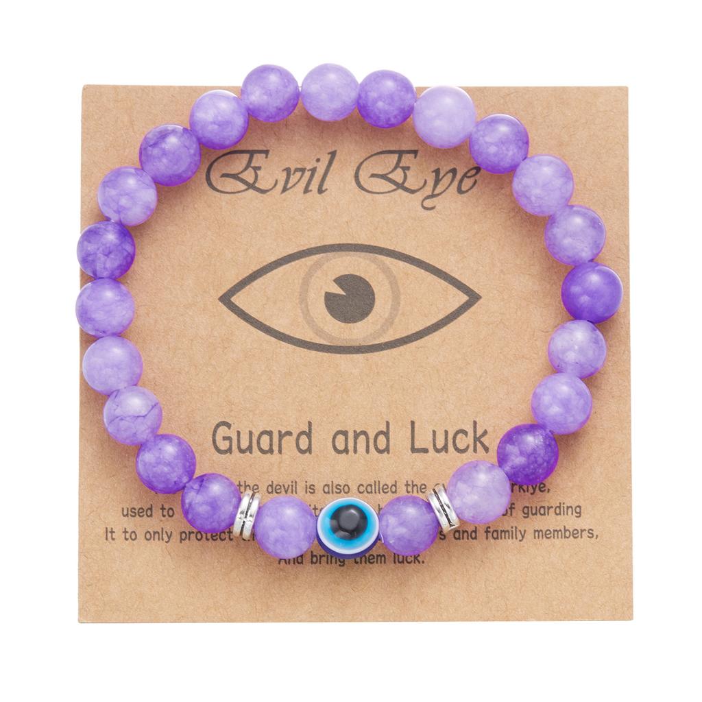 8mm Pink Purple Glass Beads Evil Eye Bracelets for Women Handmade Beaded Resin Blue Eye Bracelet Turkish Lucky Zircon Gifts