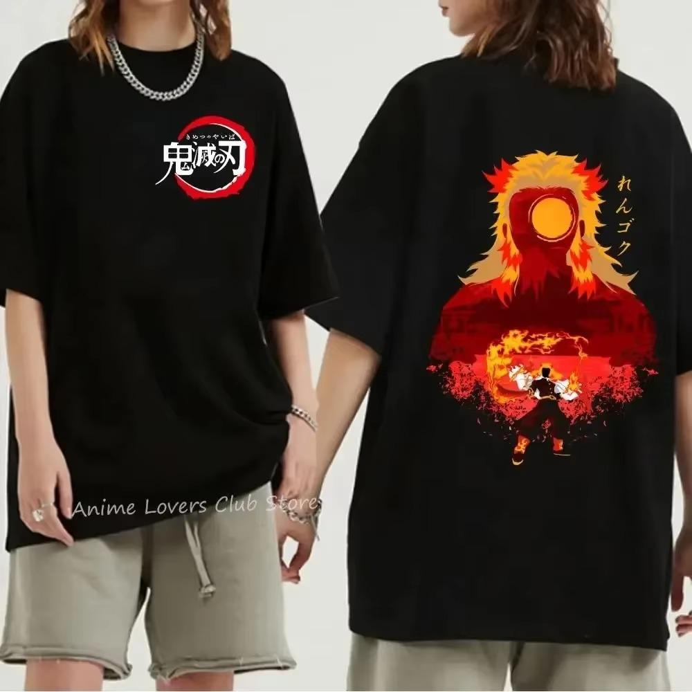 Japanese Anime Demon Slayer Graphic Print T Shirt Summer Oversized Men T-Shirt Fashion Casual Women Crew Neck Short Sleeve Tees