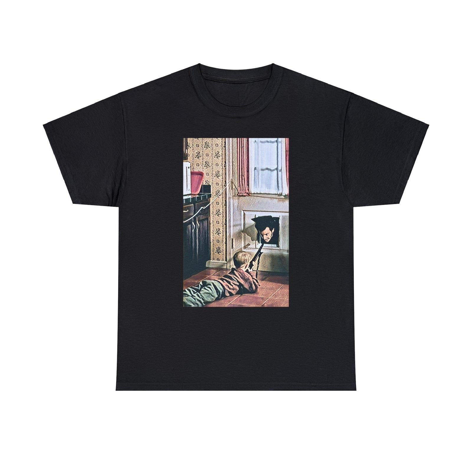 Home Alone Graphic Print Short Sleeve Crew Neck Unisex Heavy Cotton Tee Unisex T-Shirt M