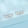 Silver double hanging HEART earrings with open hooks