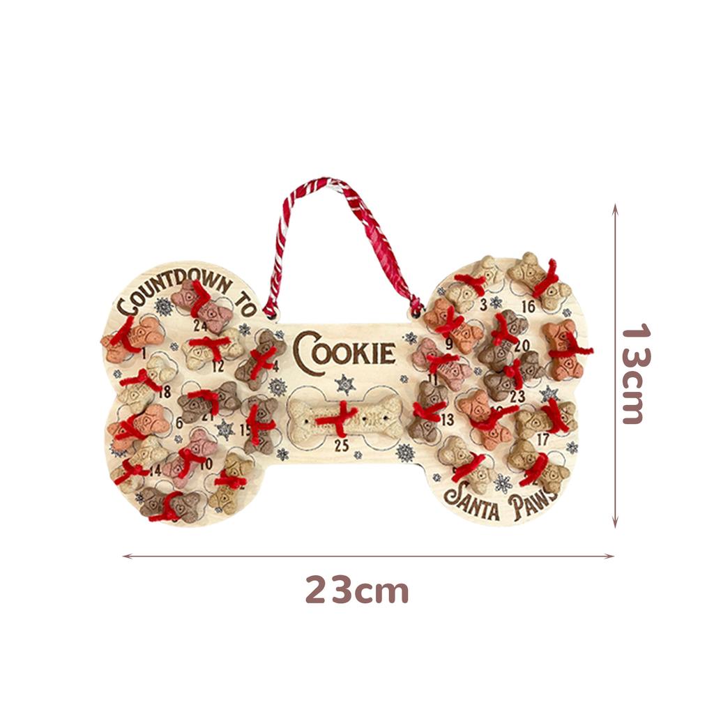 Christmas Dog Advent Calendar Wooden Dog Bone Pendant Calendar Door Plate Portable Home Hanging Decor Christmas Decorations