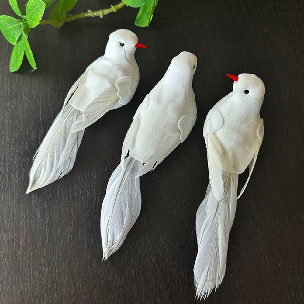 6PCS Foam Dove Artificial Birds DIY Accessories with Clips Simulation Red Birds Handicraft Photo Props Faux Foam Animal