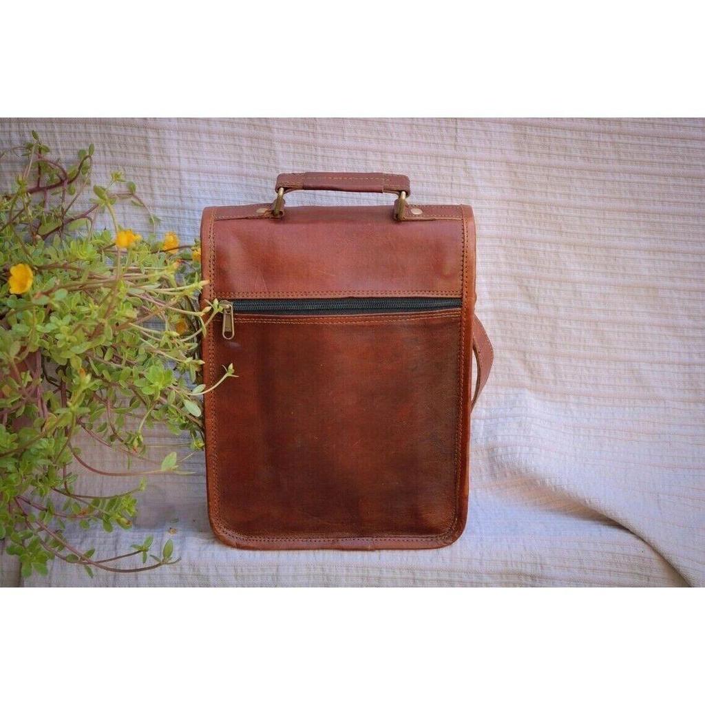 Bag Leather Men's Vintage Brown Genuine Laptop Briefcase Messenger Shoulder