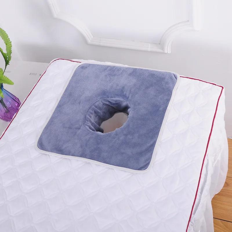 1 Pcs 35x35cm Thickened SPA Massage Face Towel with Hole for Beauty Salon Facial Care Planking Therapy Acupuncture Ear Cleaning