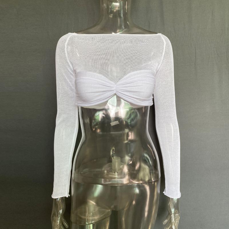 Frühling und Sommer Damen One Neck Sheer Kurzes Wickeltop