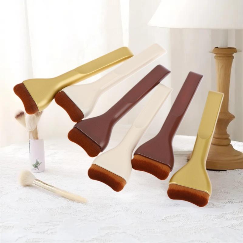 Tongue-Shaped Makeup Brush for Contouring Foundation Cream Blush and Tanning Soft Bristle Multi-Purpose Tool for Day Use
