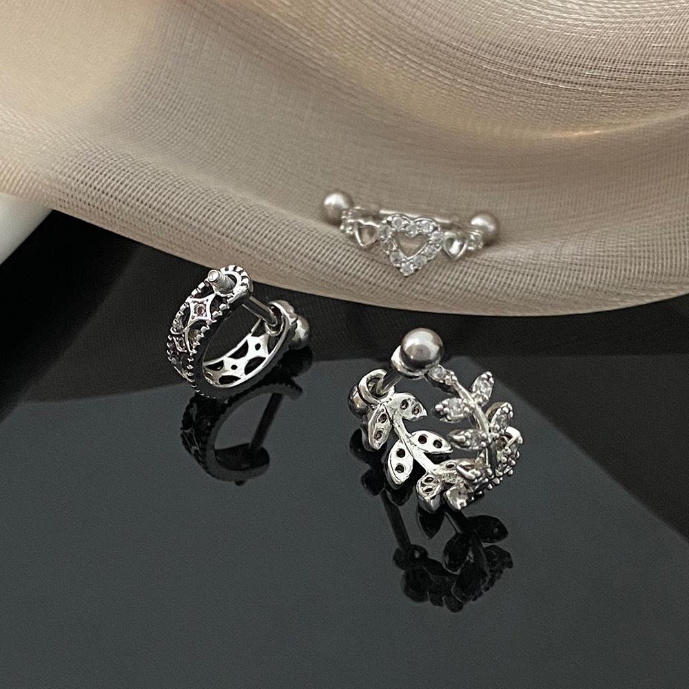 Heart Screw Earrings: Trendy Light Luxury Ear Bone and Buckle Studs for Women