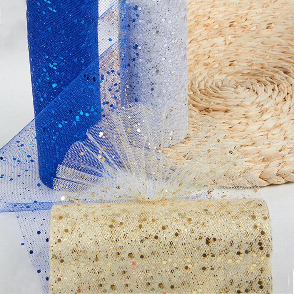 15cm Width 10 Yards Glitter Sequin Tulle Roll Spool Tutu Wedding Decoration Organza Laser DIY Craft Birthday Party Supplies