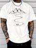 Unisex White Crew Neck Tee Mountain Hiker Line Print Loose Oversized Short Sleeve Unisexs Streetwear Summer Casual Basic Top
