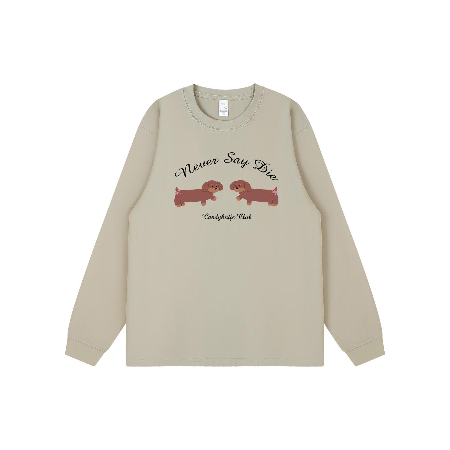 

Веселая хлопковая футболка с длинным рукавом с мультяшным принтом щенка - Трендовый стиль лучшей подруги L