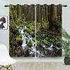2pcs/set Blackout Curtains Sunny Forest Natural Green Space Landscape Polyester Window Bedroom Kitchen Home Interior Curtains