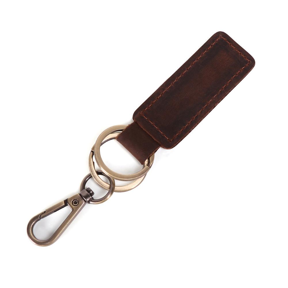 Vintage Handmade Leather Keychain, Crazy Horse Leather Key Ring for Men, Creative Gift Car Key Holder Craft Accessory
