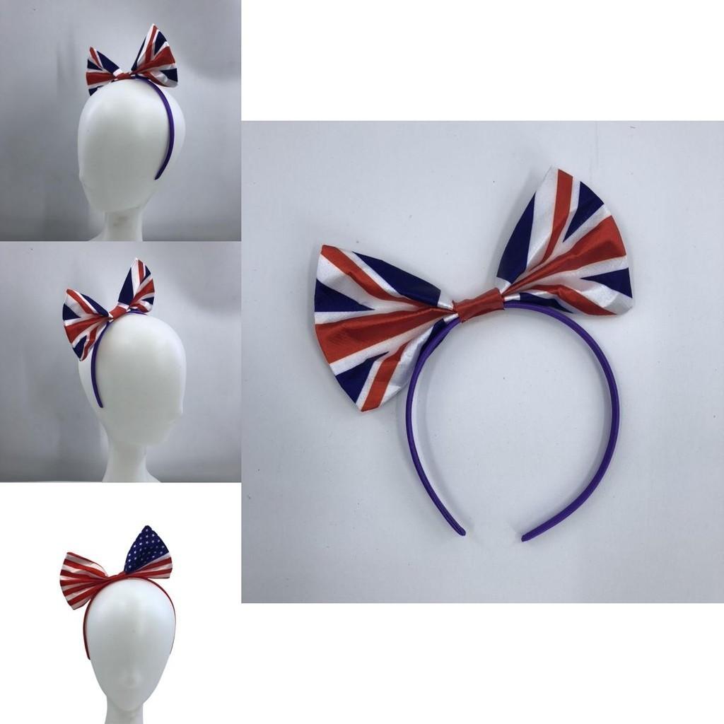 Usa/england Fan Bow Headwear Football Club Supporter Plaid Unisex Accessory