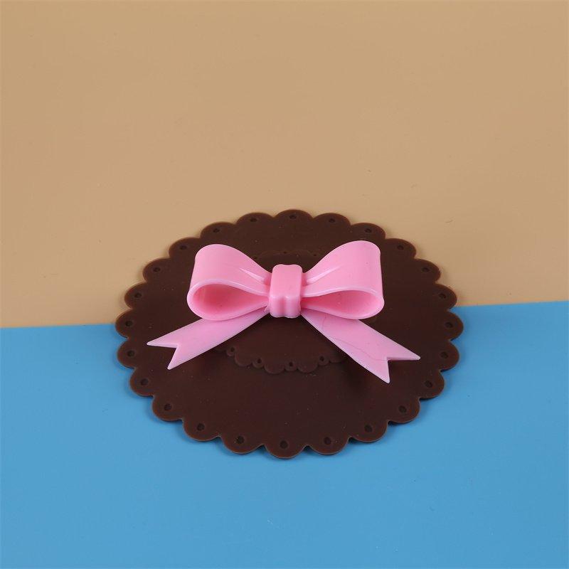 Silicone Green Flower, Cartoon Bow-tie Cat Water Cup, Ceramic Cup Lid, Silicone Sealed Cup Lid