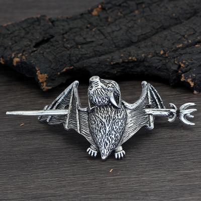 1 Stück Exquisite Vintage Silber Haarnadel Fledermaus Detailliert Gotisches Tier Dunkler Stil Einzigartiger Statement Schmuck Alternative Mode Eigenartig