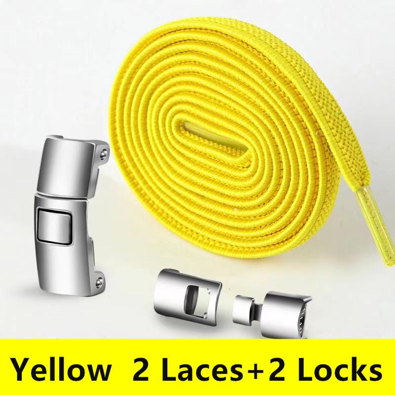 Quick Metal Press Lock Shoelaces No Tie Elastic Laces For Sneakers Kids Adults Easy Wear Durable Shoe Laces